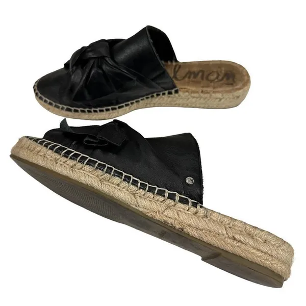 Sam Edelman Lynda Black Leather Espadrille Mules - Image 2