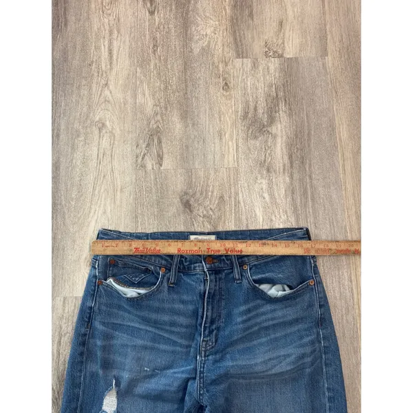 Madewell Straight Crop Jeans Medium Wash Distressed High Rise Size 32 - Image 6