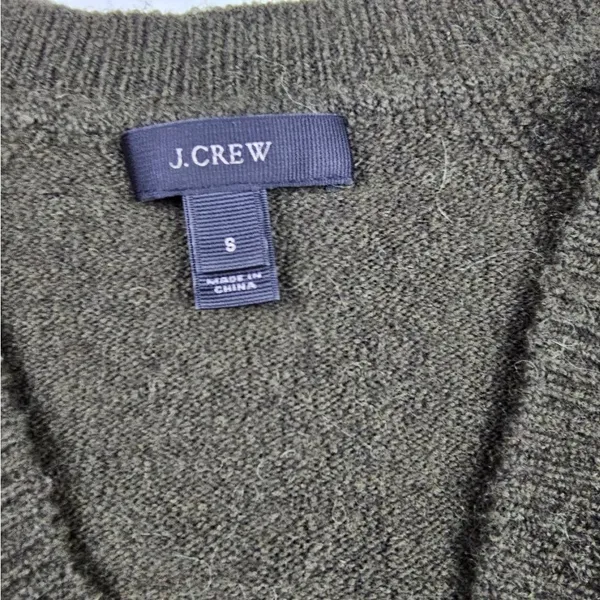 J. Crew Olive Green Alpaca Blend V-Neck Long Sleeve Pullover Sweater Size S‎ - Image 4