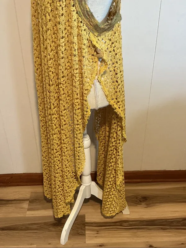 Free People Yellow Crochet Swim Coverup Halter - Image 7