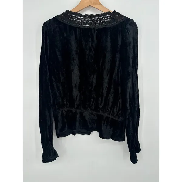 Vtg‎ Y2K Faded Glory Top Womens Large Black Velvet Fairy Renaissance Whimsigoth - Image 4