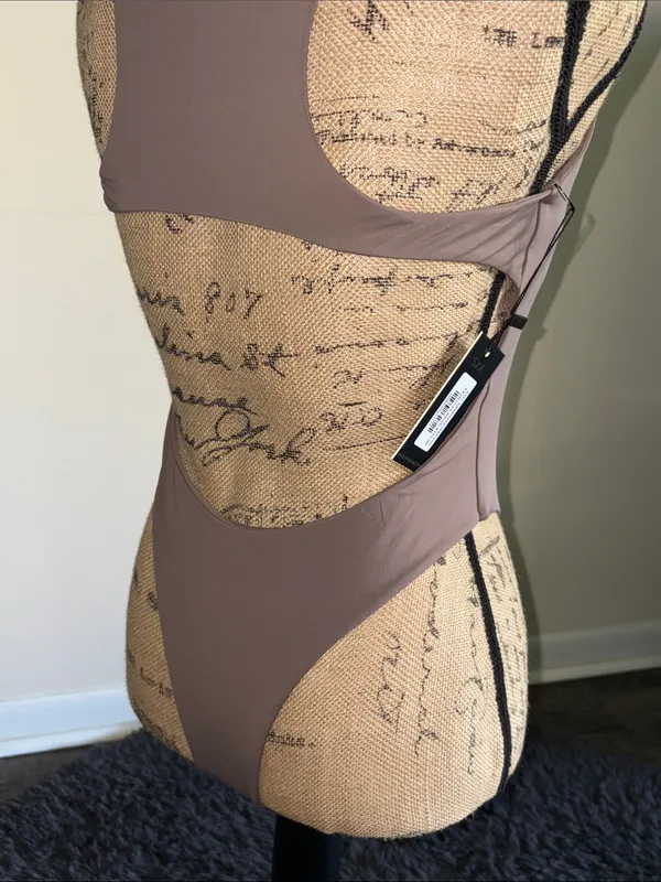 SXA Sleek Taupe High Neck Swimsuit - Image 5