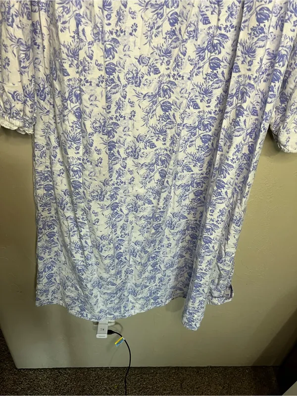 Lanz of Salzburg Cotton Flannel Tyrolean Purple Floral Cottagecore Nightgown - Image 11
