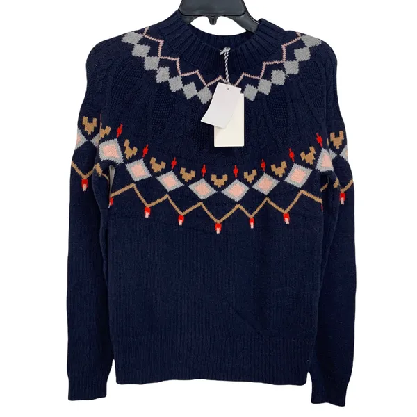 1901 navy point fairisle crew neck sweater size S NWT $69‎ - Image 2