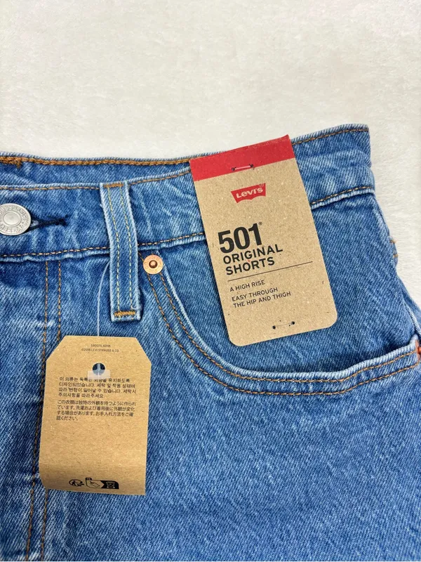 Levi's 501 Original Shorts High Rise Light Blue Denim Shorts size 27 NEW - Image 3
