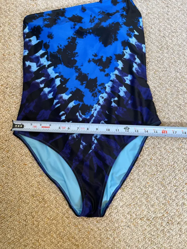 Aerie One Shoulder Blue Full Coverage swimsuit size medium - Image 7