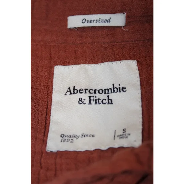 Abercrombie & Fitch Red Collared Long Sleeve Blouse Button Down Shirt Top Size S - Image 4