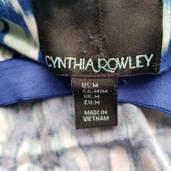 Cynthia Rowley Sleeveless Maxi Dress Blue & White Ikat Print Womens Size M Polye - Image 4