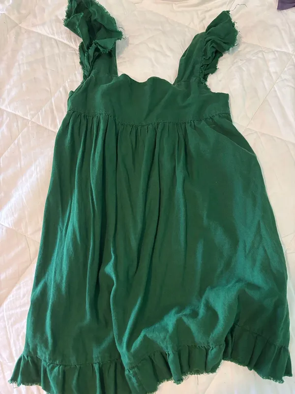 Aerie Green Dress Mini Ruffle Dress With Pockets - Image 6