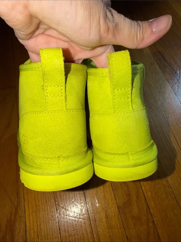 UGG Bright Yellow Suede Lace-Up Ankle Boots - Image 5