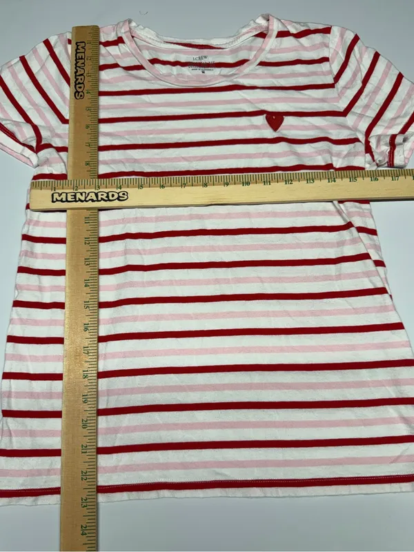 J.Crew Collector Tee Cotton Stripe Embroidered‎ Heart T-Shirt Tee Top Size M - Image 3