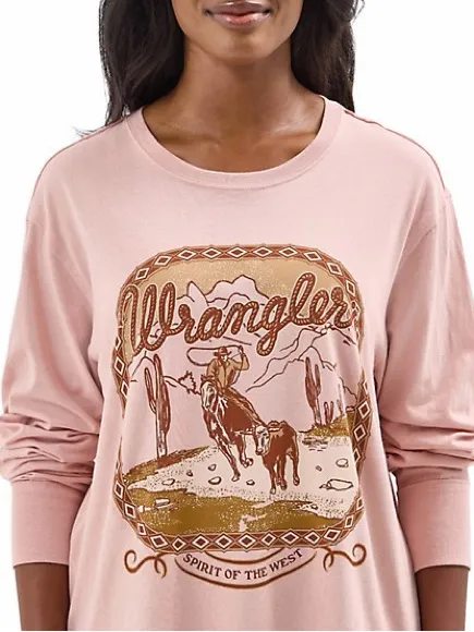 Wrangler Women's Retro Spirit of the West Long Sleeve Tee - Misty Rose M - Image 4