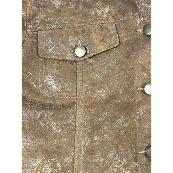 BAMBOO TRADERS Faux Leather acket size Petite Medium Brown - Image 3