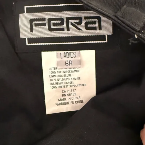 FERA Black Insulated Ski Snow Pants Ladies Size 6R - Image 9