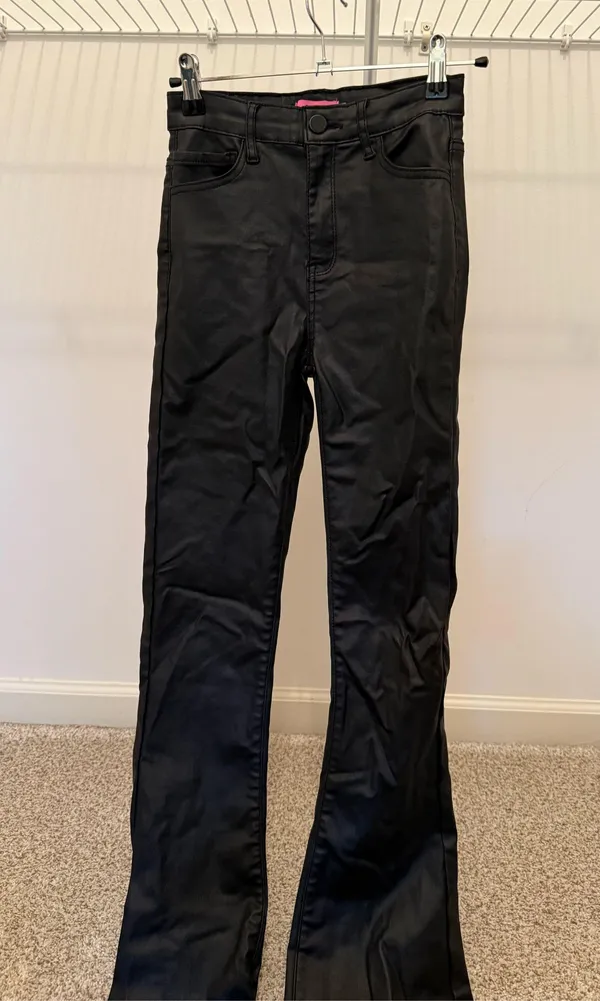 Edikted Black Leather Pants Flare - Image 3
