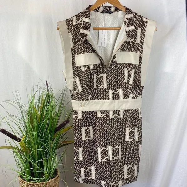Sollinarry Women's Brown & Tan Print Short Sleeve Romper Shorts S NEW - Image 2