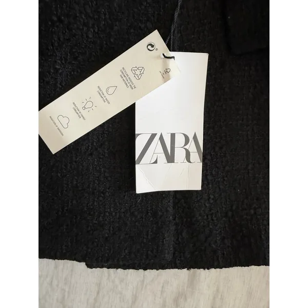 Zara Tweed Tailored Blazer Women Size S Black Double Breasted Gold Button NWT - Image 7