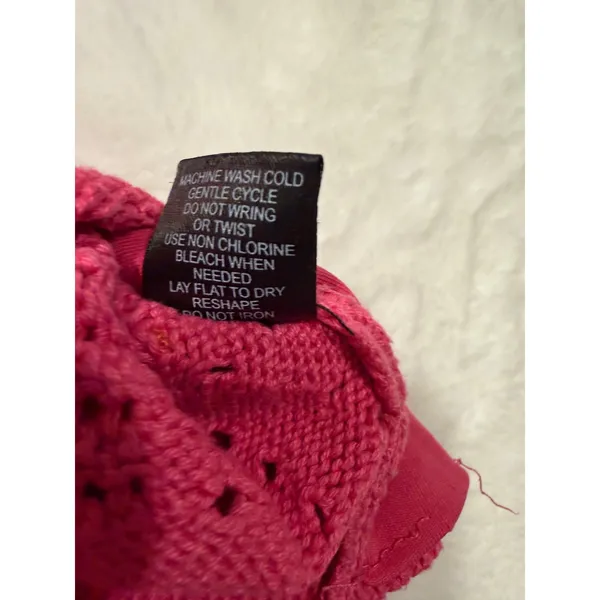 Hot Pink Crochet Knit Halter Top Womens Small‎ Boho Pointelle Crop Tank Tie Back - Image 7