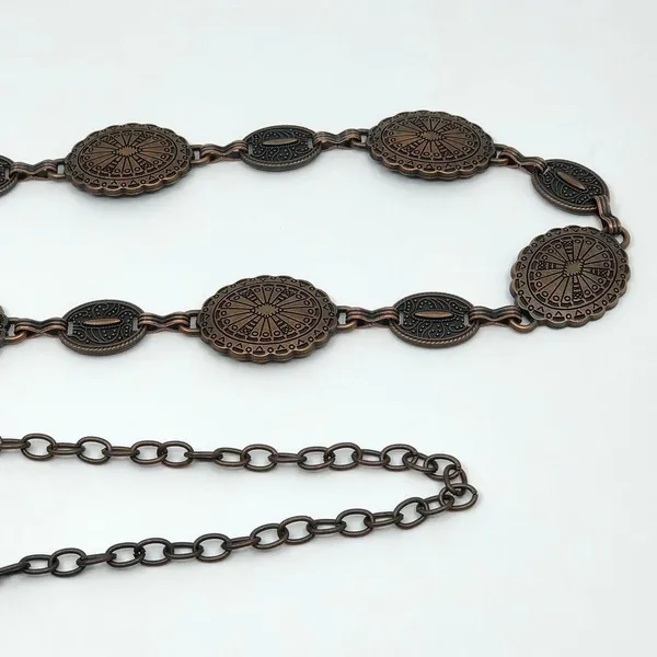 Y2K Boho Antique Bronze Medallion Chain Belt, Fits 22–37.5 Inches, X7GA1174 - Image 8