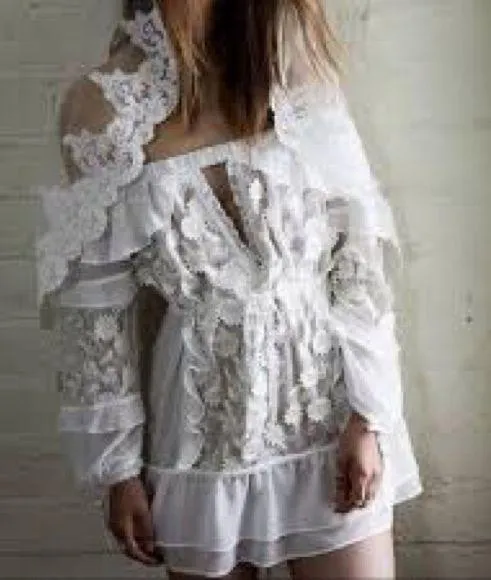 For Love And Lemons Off Shoulder Carolina Dress white Lace NWOT - Image 2