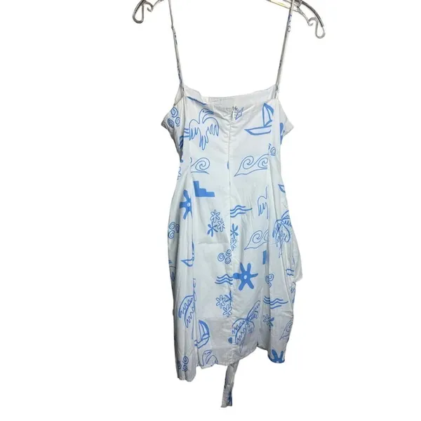 Selfie Leslie Indi Luxe Euro Trip Wrap Mini Dress in Nautical White Sz. L - Image 4