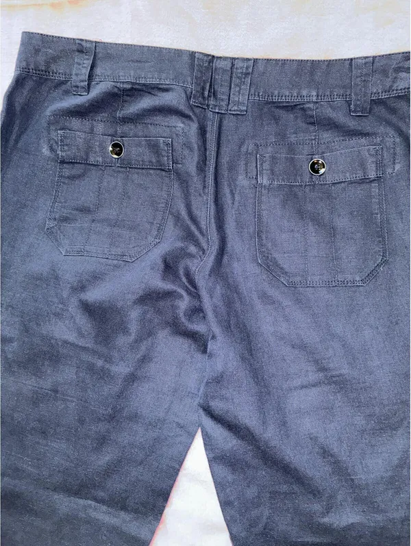 Converse One Star Wide Leg Pants Navy Blue Linen Blend Size 10 Fit 3 Beach Boho - Image 6
