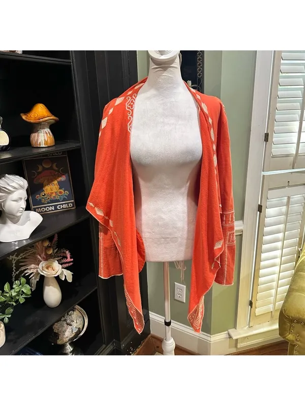 Monoreno Embroidered Open Front Cardigan – Size M - Image 2