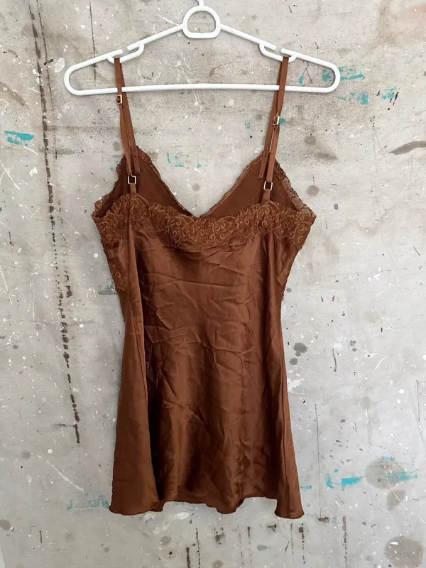 Vintage Y2K Express Silk Satin Lace Baby Doll Slip Dress - Image 6