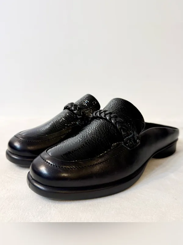 ECCO Sculpted Luxury Braided Mule Black/Black Patent Size 39 - Image 4