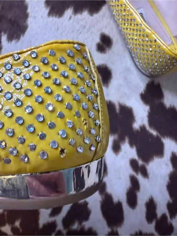 Miu Miu Yellow Crystal-Embellished Women's Loafers - Image 6