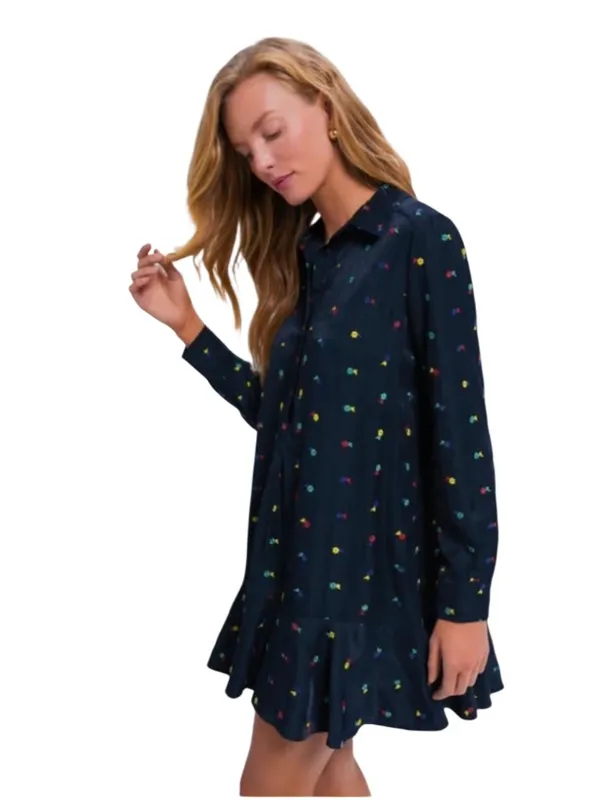 Tuckernuck Callahan Shirt Dress Navy Blue Embroidered Size Medium NWT - Image 6