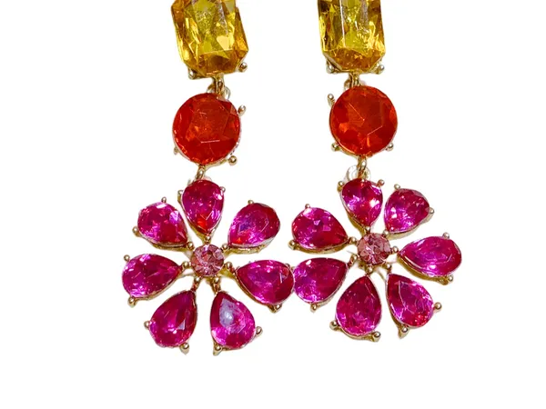 Bebe Sparkling Flower Crystal Rhinestone Floral Dangle  - Image 6