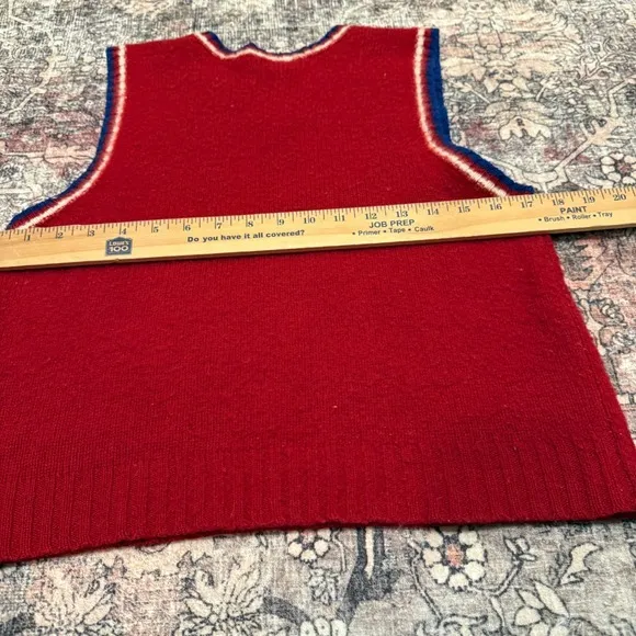 Vintage Y2K Abercrombie & Fitch Wool Sweater‎ Vest Red Collegiate Preppy - Image 5
