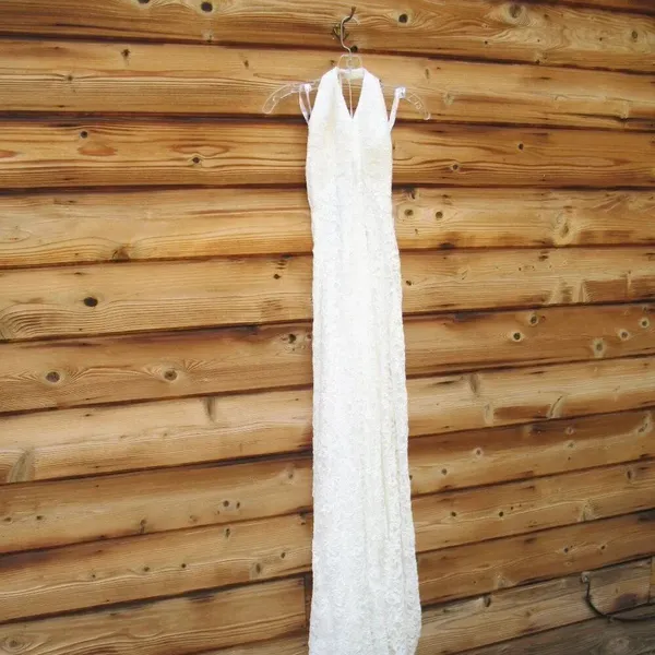 DB Studio Stretch Lace Halter Neck Gown White Size 14 - Image 7