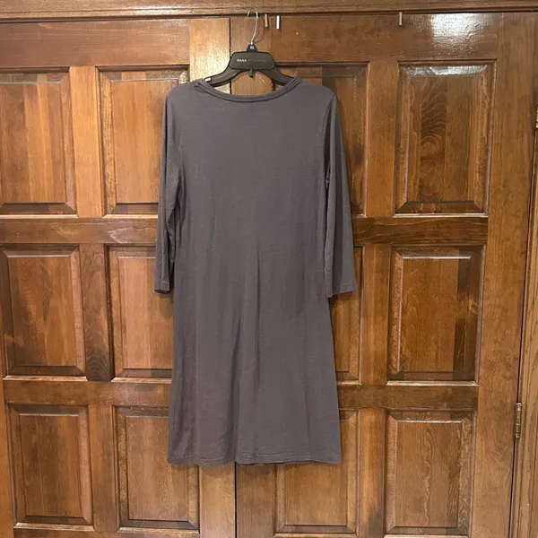 Garnet Hill Dress Medium Gray A-Line 3/4 Sleeve Scoop‎ Neck Trapeze Hong Kong - Image 5