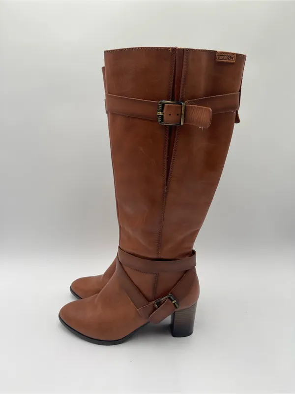 Pikolinos Made in Spain Brown Tall Leather Heeled Boots Womens 37 Riding - Image 2