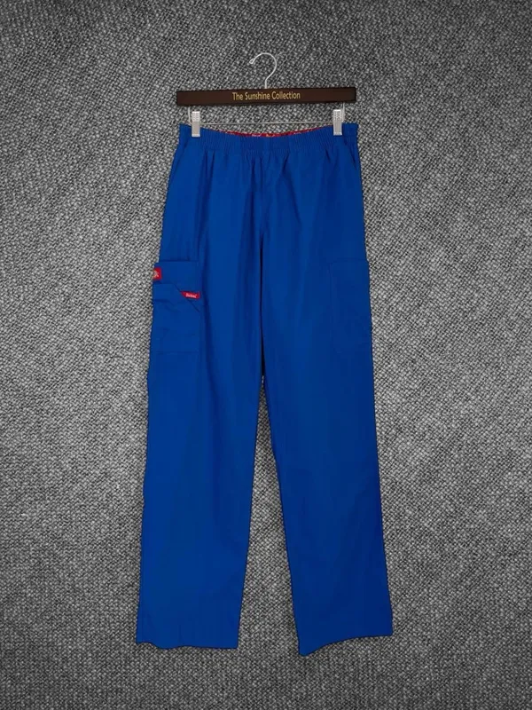 Dickies Medical Royal Blue Scrub Pants Elastic Waist Cargo Uniform Medium - Image 2