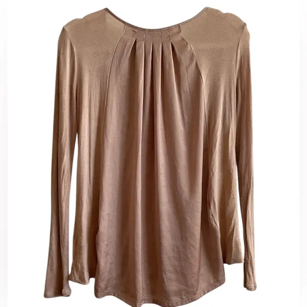 Victoria’s Secret Tan Long Sleeve Top Satin Modal Blend Sz M‎ Y2K Luxe - Image 2