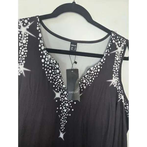 NEW Sheilay Midi Dress Cold Shoulder Party Cocktail Club Date Night Celestial M - Image 7
