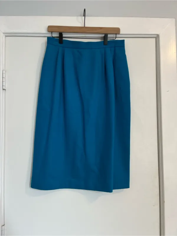 Vintage Oleg Cassini Teal blue Jacket and Skirt Suit women’s size 14 office - Image 9