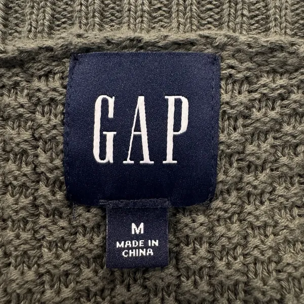 GAP Olive Green Textured Cotton Open Front Longline Cardigan Sweater Size M NWT - Image 6