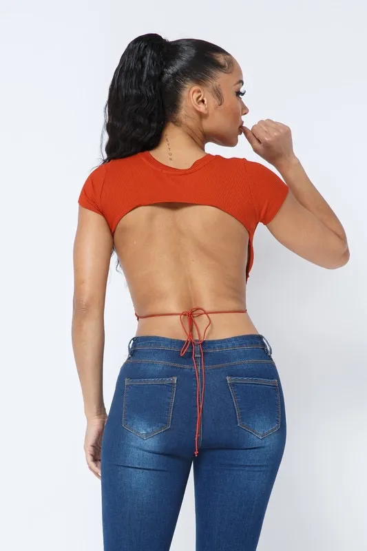 Open Back Ribbed Crop Shirt | Casual Baddie Essential - Image 3
