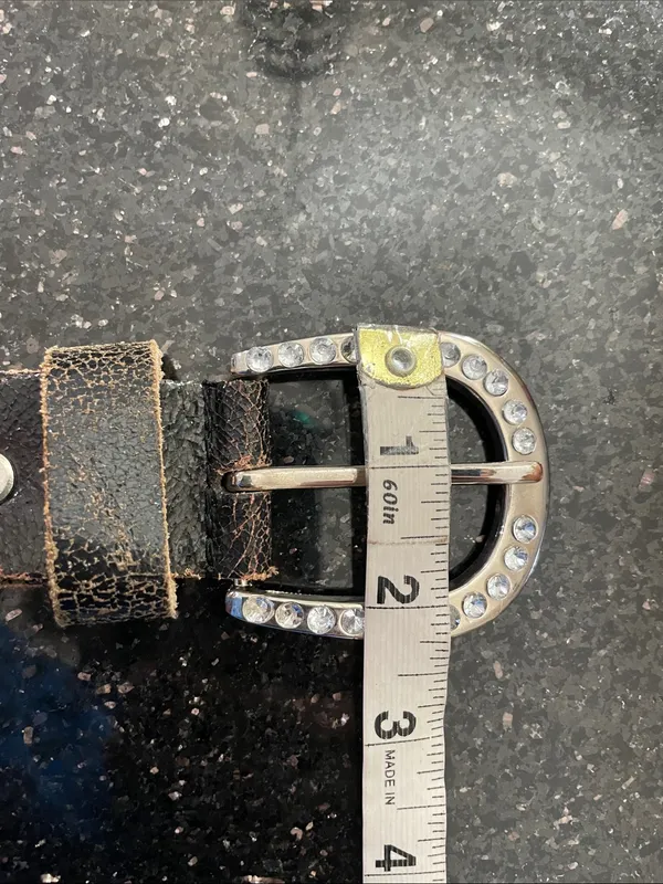 BKE Distressed Black Leather Rhinestone Western Cowgirl Belt - Image 5