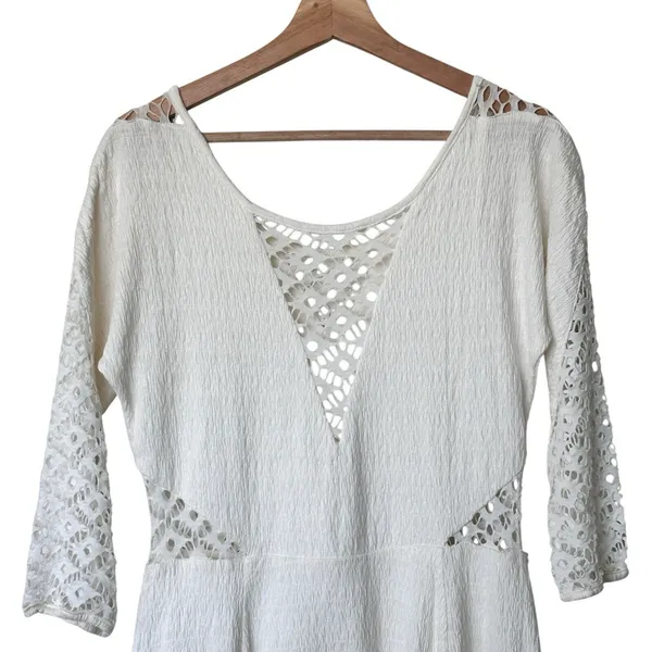Free People To the Point Dress M White Lace Mini - Image 6