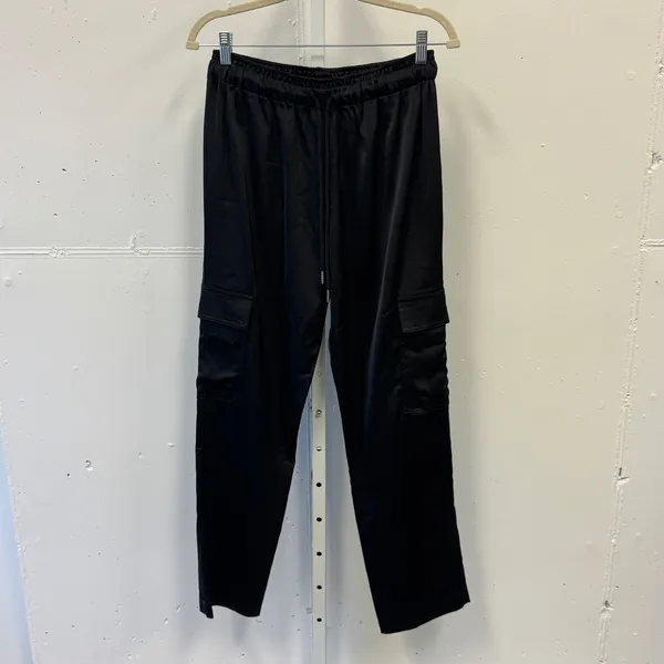 WAYF Harbour Cargo Jogger Pants‎ Black Satin Small High Waist Lightweight - Image 2