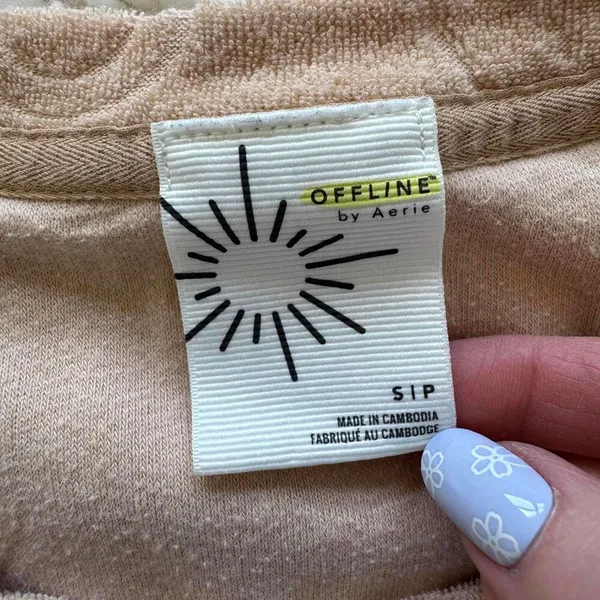 Aerie Offline Cropped T-Shirt - Smile Print - Size S - Image 3
