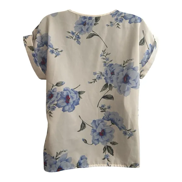 SHEIN Blue Floral Blouse small cap sleeve - Image 2