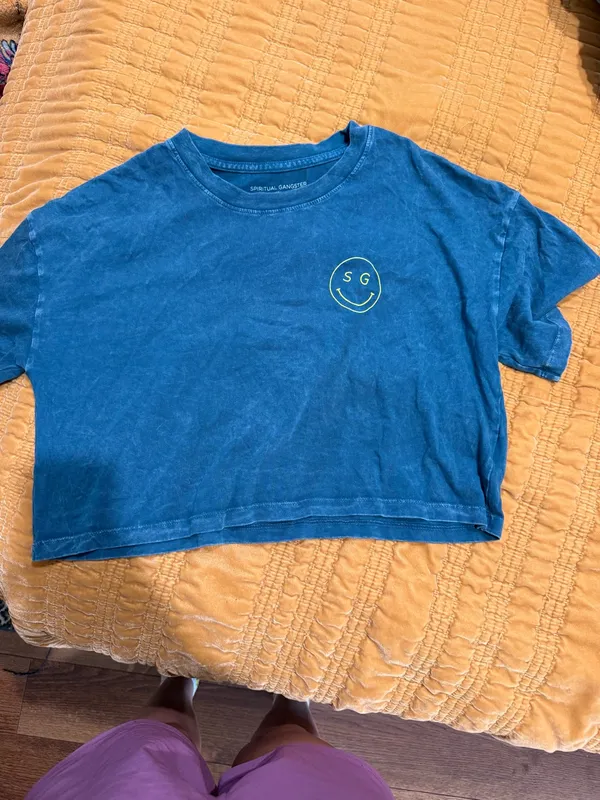 NWOT Spiritual gangster smiley Kaylee cropped tee , teal, medium - Image 3