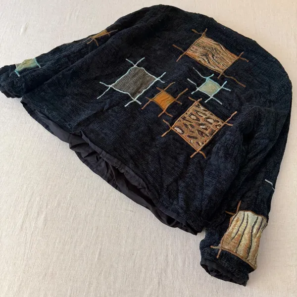 Alex Kin Vintage Patchwork‎ Animal Print Jacket Black Missy Large Art to Wear - Image 11