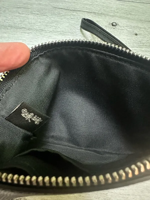 Coach Black Saffiano Leather Zip Wristlet with Gold Logo - Image 5